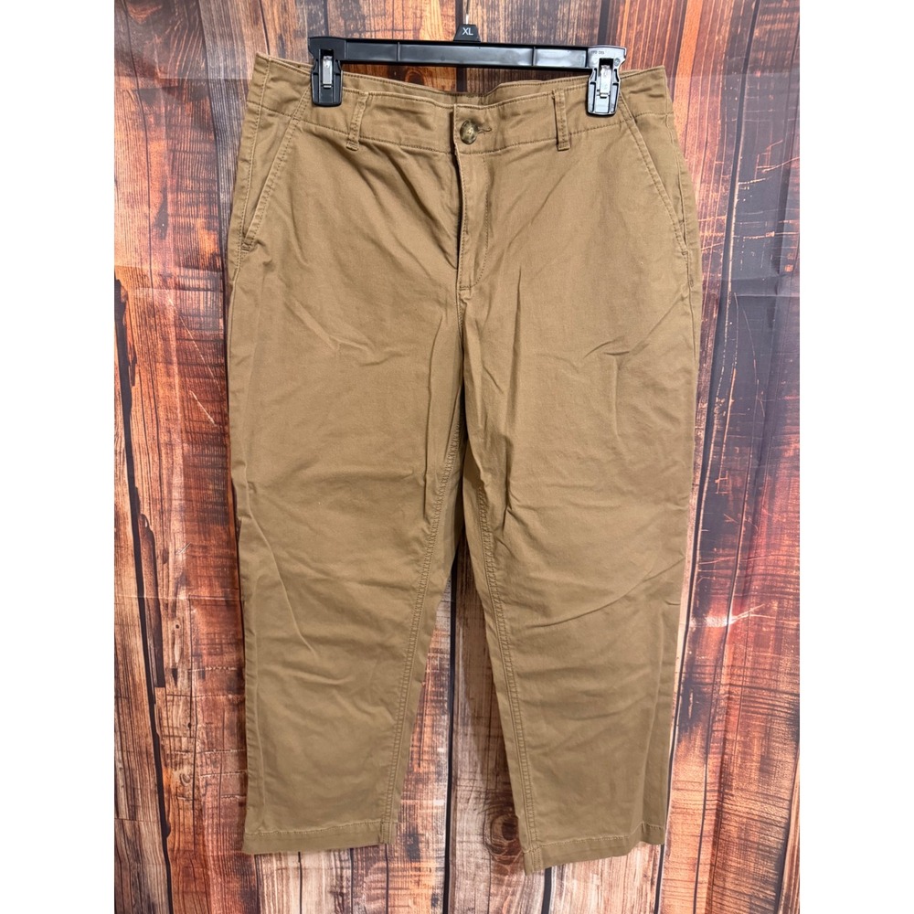 Loft The Monroe Slim Khaki Pants Brown Cropped Chino Womens 12P 608730